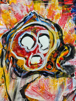 Plakát Watercolor illustration of a human skull.