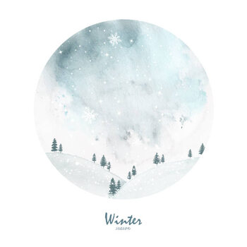 Plakát Winter Christmas card hand-painted watercolor