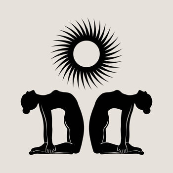 Plakát Woman doing yoga abstract poster. Monochrome