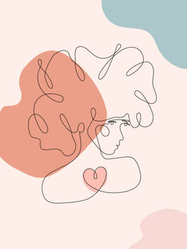 Plakát Woman face with flowers abstract one