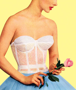 Plakát Woman Wearing a Bustier Holding a Rose