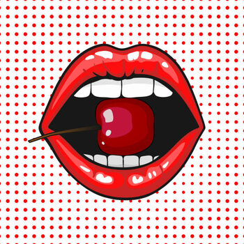 Plakát Young pretty woman lips portrait biting