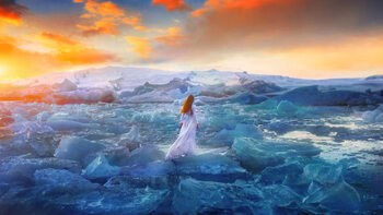 Plakát Young woman in a long dress