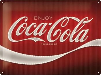 Plaque en métal Coca-Cola - Logo - Red Lights