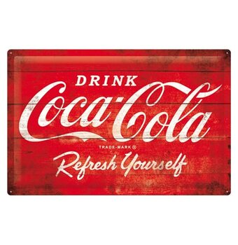 Plaque métal Coca-Cola - Logo Red Refresh Yourself