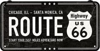 Plaque en métal Route 66 - Chicago - Santa Monica