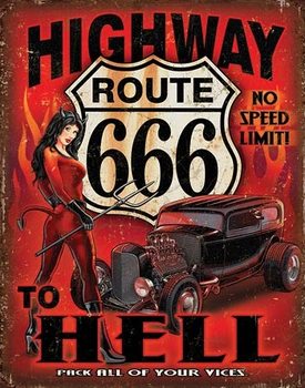 Plaque en métal Route 666 - Highway to Hell