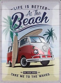 Plaque en métal Volkswagen VW - T1 - At the Beach
