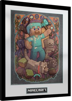 Framed poster Minecraft - Steve Nouveau