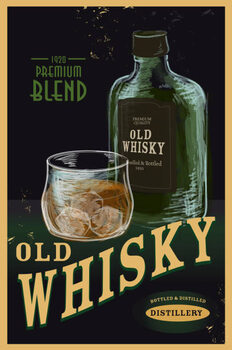Slika na platnu Old fashioned Whiskey Advertisement poster