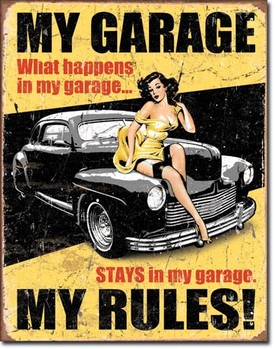 Plechová cedule LEGENDS - my garage