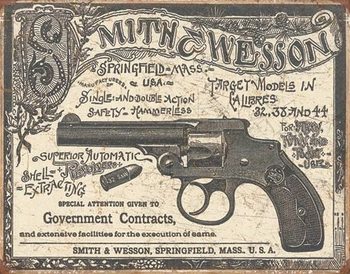 Plechová ceduľa  S&W - 1892 Gov. Contracts