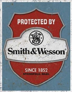 Plechová cedule S&W - protected by
