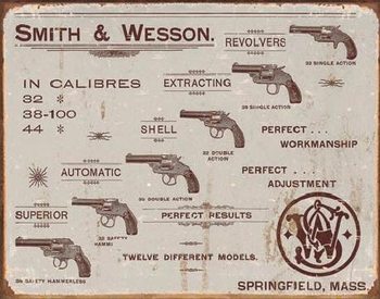 Plechová cedule S&W - revolvers