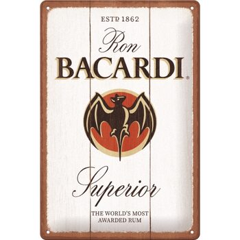 Plechová cedule Bacardi - Superior White Wood