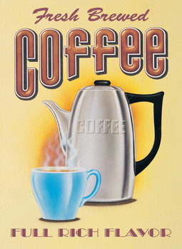 Plechová ceduľa FRESH BREWED COFFEE