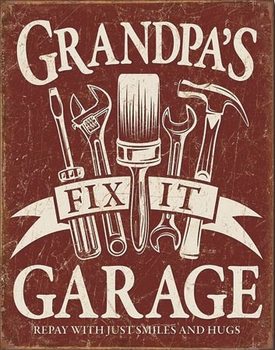 Plechová cedule Grandpa's Garage