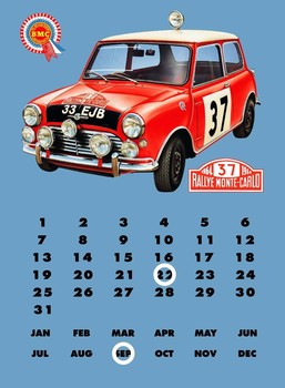 Plechová ceduľa MINI COOPER'S'  CALENDAR