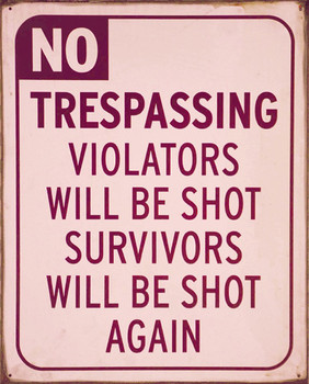 Plechová ceduľa NO TRESPASSING