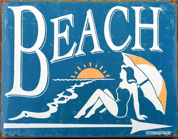 Plechová ceduľa VINTAGE BEACH