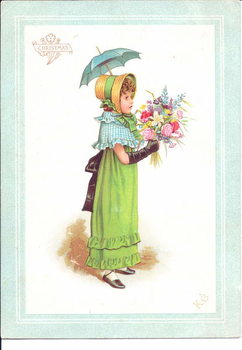 Obraz na płótnie A Victorian greeting card of children in fancy costume dancing