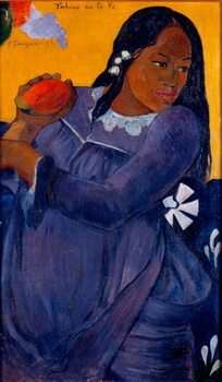 Obraz na płótnie Vahine no te vi Tahitian woman holding a mango