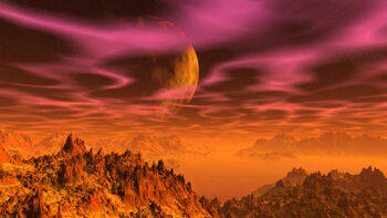 Obraz na płótnie Alien Planet. Mountain. 3D rendering