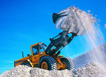 Obraz na płótnie Backhoe lifting rubble