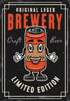 Obraz na płótnie Beer can vintage colored poster cartoon
