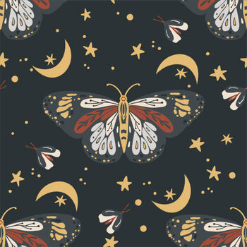 Obraz na płótnie Boho Butterfly Seamless Repeat