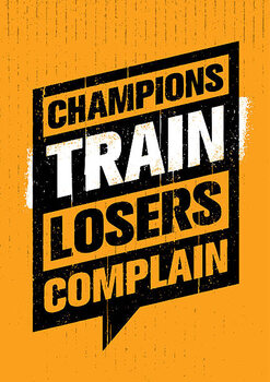 Obraz na płótnie Champions Train Losers Complain Speech Bubble
