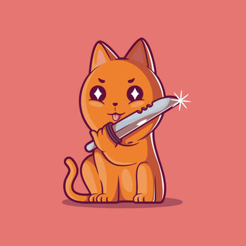 Obraz na płótnie Cute Cat Character holding a knife