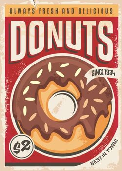 Obraz na płótnie Donuts promotional retro poster design