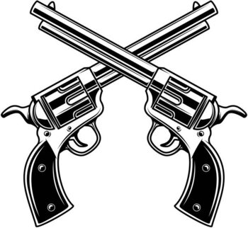Obraz na płótnie Emblem template with crossed revolvers. Design