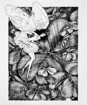 Obraz na płótnie Fairy on Clover Leaf Original Artwork