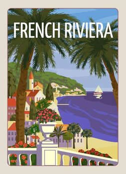 Obraz na płótnie French Riviera Nice coast poster vintage.