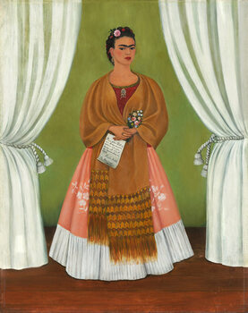 Obraz na płótnie Frida Kahlo Between Two Curtains/Self Portrait Dedicated to Leon Trotsky, 1937