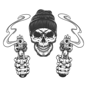 Obraz na płótnie Gangster skull in beanie has