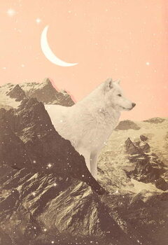 Obraz na płótnie Giant Wolf in Pink Mountains, 2021