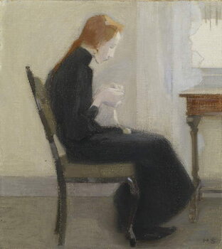 Obraz na płótnie Girl crocheting