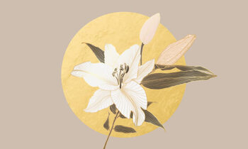 Obraz na płótnie Lily flower pattern with golden metallic