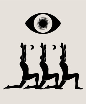 Obraz na płótnie Man doing yoga abstract poster. Monochrome