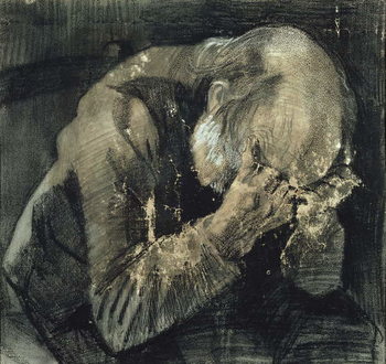 Obraz na płótnie Man with his head in his hands
