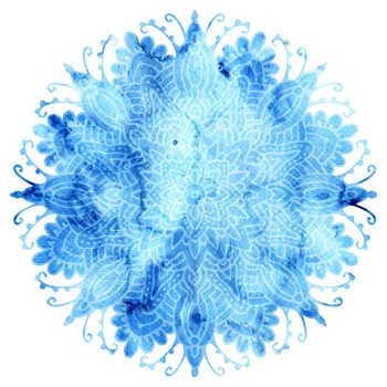 Obraz na płótnie Mandala white and blue watercolor pattern.