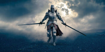 Obraz na płótnie Medieval Knight Walking With Swords