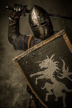 Obraz na płótnie Medieval knight with sword and shield