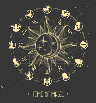 Obraz na płótnie Modern magic witchcraft Astrology wheel with