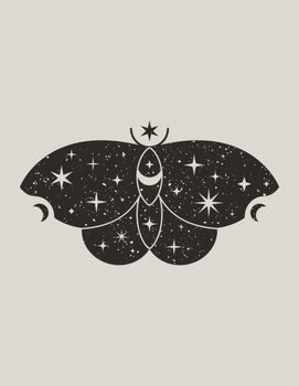 Obraz na płótnie Mystical Black Butterfly in Trendy Boho