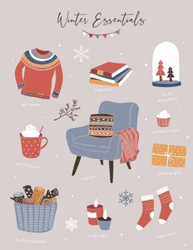 Obraz na płótnie Nordic, Scandinavian winter elements and Hygge