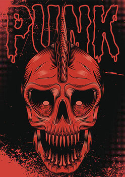 Obraz na płótnie poster with red skull for punk rock